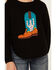 Image #3 - Cotton & Rye Girls' Boot Applique Round Bottom Sweater, Black, hi-res