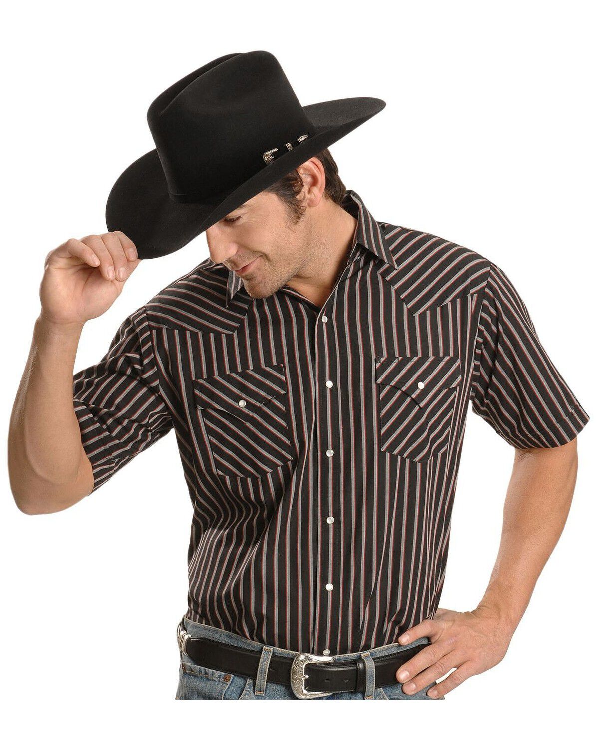 Image #2 - Ely Walker Men's Assorted Plaid or Stripe Short Sleeve Pearl Snap Western Shirt, , hi-res