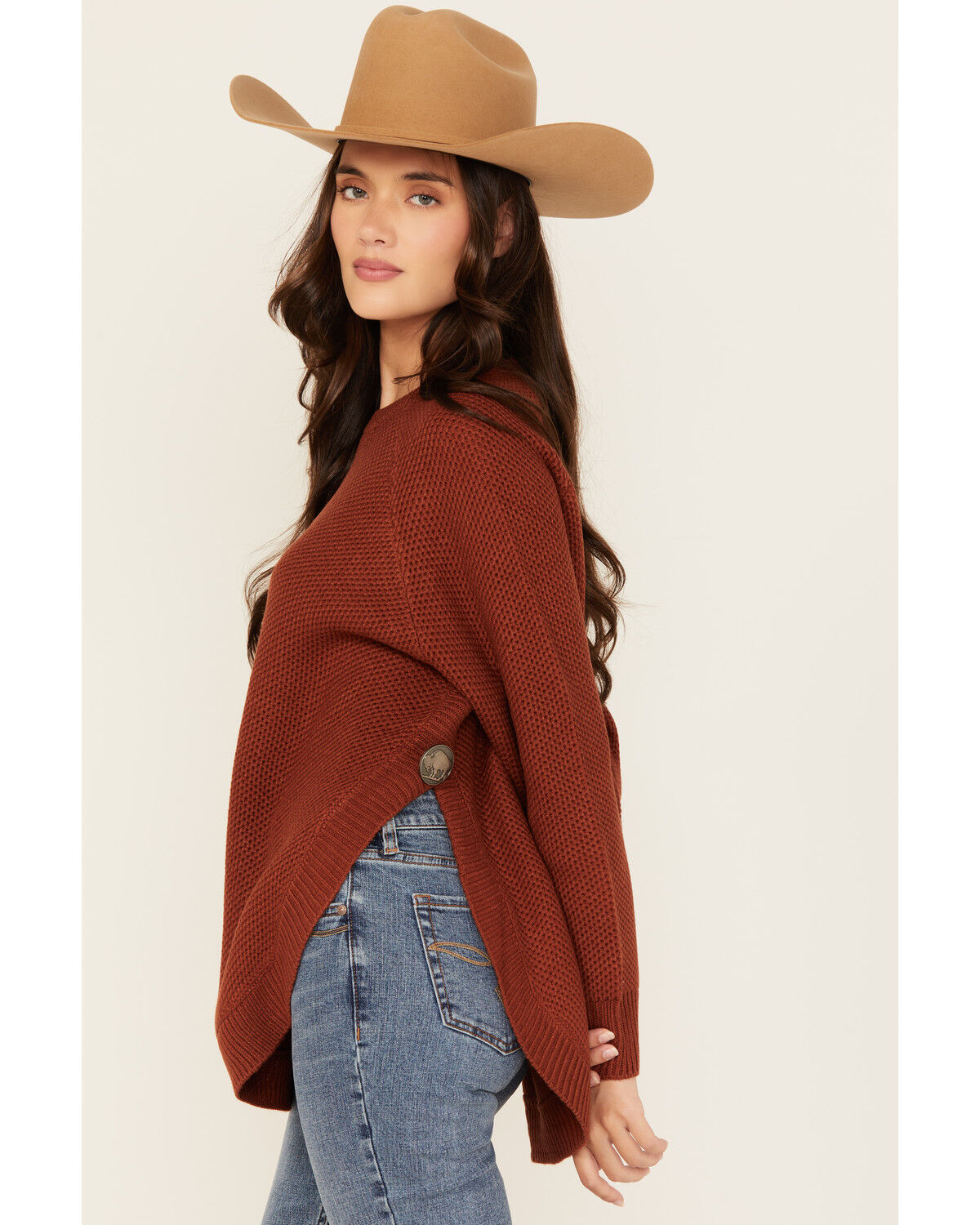 Image #2 - Cotton & Rye Women's Round Bottom Textured Sweater, Rust, hi-res