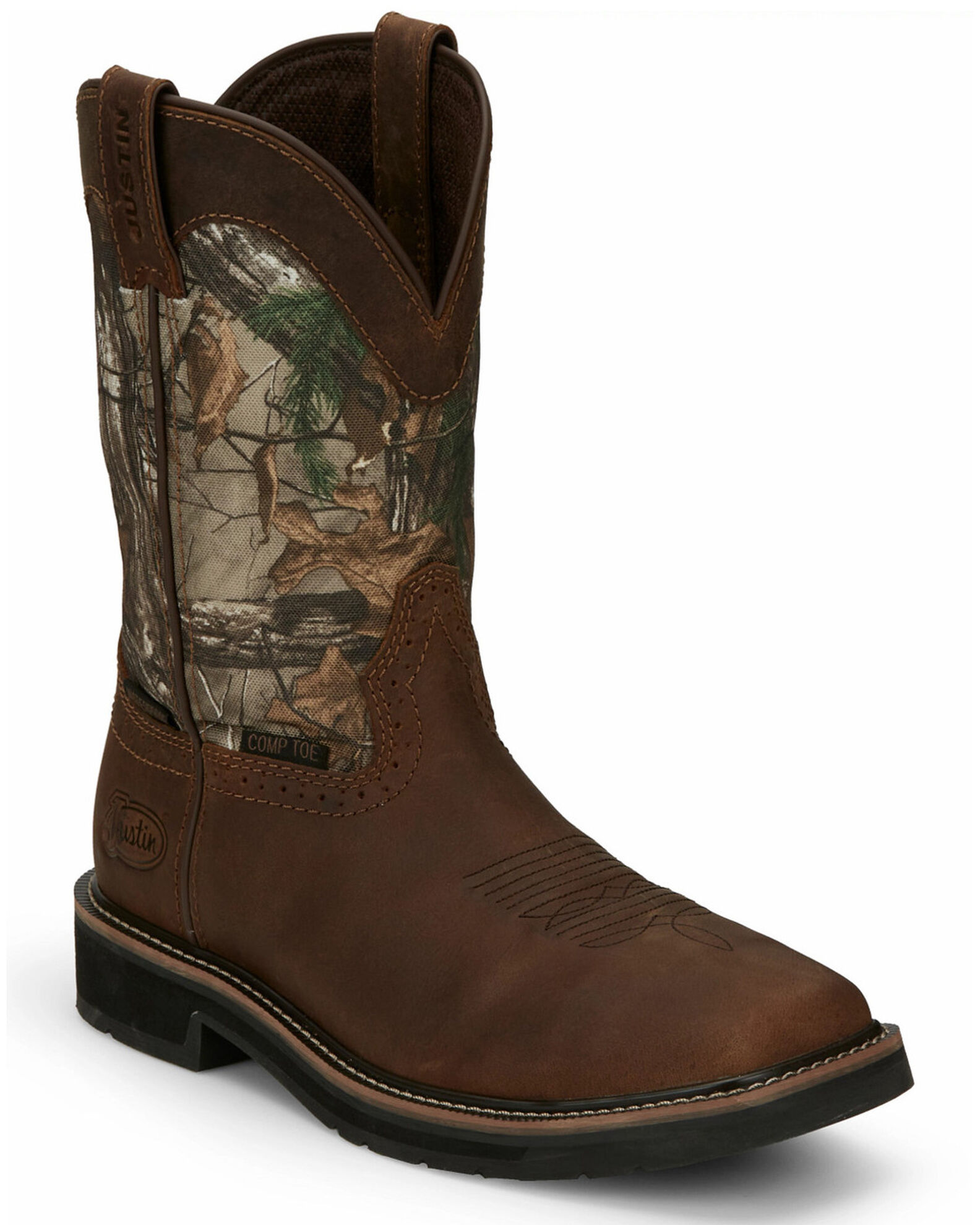Justin Men s Trekker Waterproof Western Work Boots Composite Toe