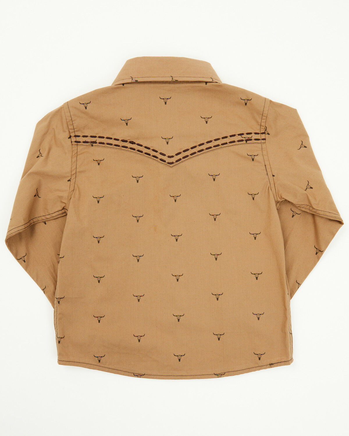 Image #3 - Cowboy Hardware Toddler Boys' Steerhead Long Sleeve Snap Western Shirt, Brown, hi-res