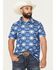Image #1 - Rock & Roll Denim Men's Southwestern Print Short Sleeve Button-Down Stretch Polo, Blue, hi-res