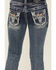 Image #2 - Grace In La Girls' Floral Steerhead Embroidered And Embellished Bootcut Stretch Denim Jeans, Blue, hi-res