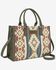 Image #1 - Wrangler Women's Sherpa Southwestern Print Canvas Crossbody Tote, Brown, hi-res