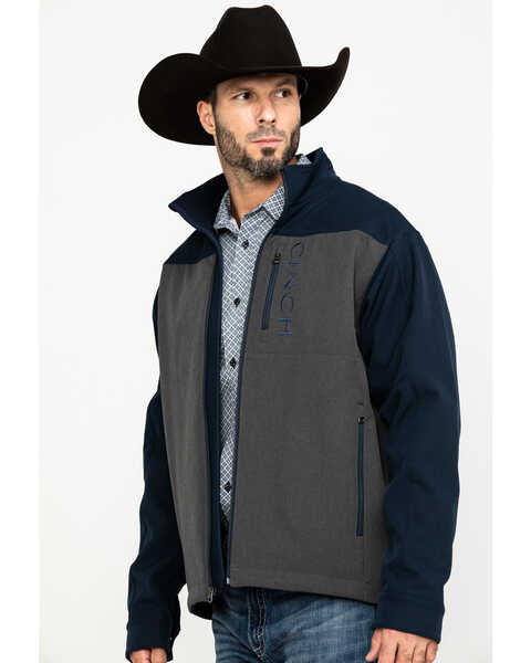 Cinch Men's Multi Color Blocked Softshell Bonded Jacket , Blue/grey, hi-res