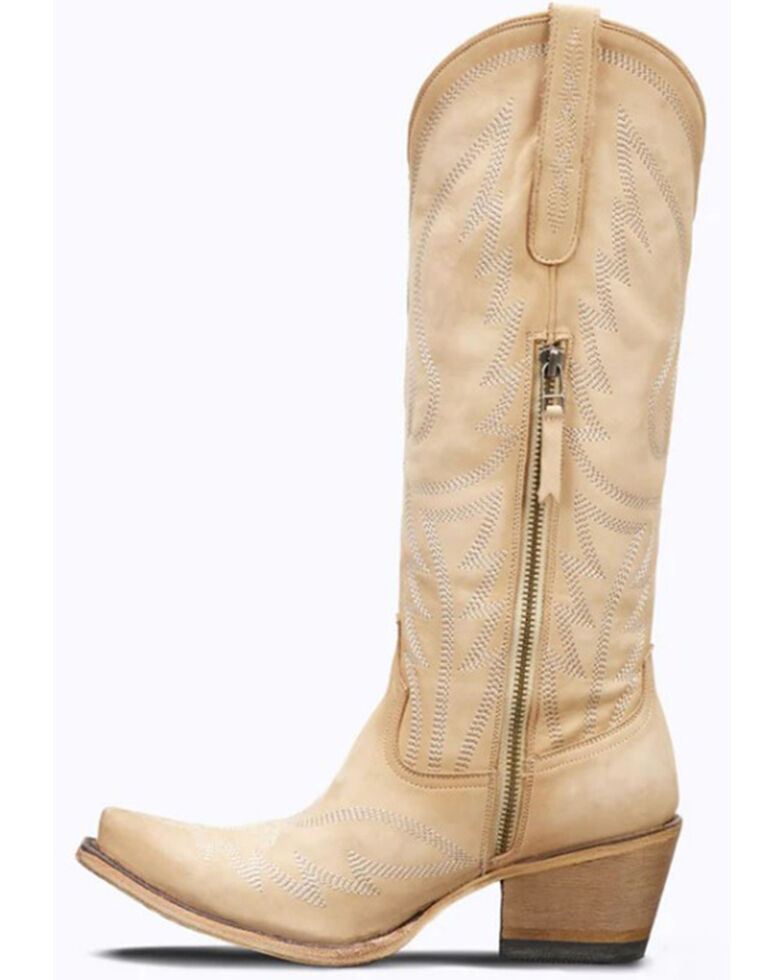 Junk Gypsy By Lane Women's Nighthawk Zipper Western Boots - Snip Toe , Ivory, hi-res