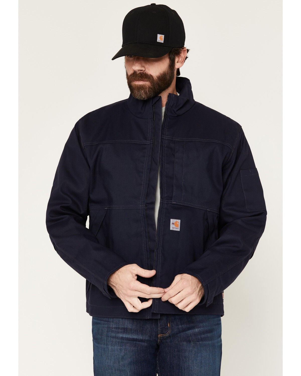 Carhartt Men's FR Full Swing Quick Duck Jacket, Navy, hi-res