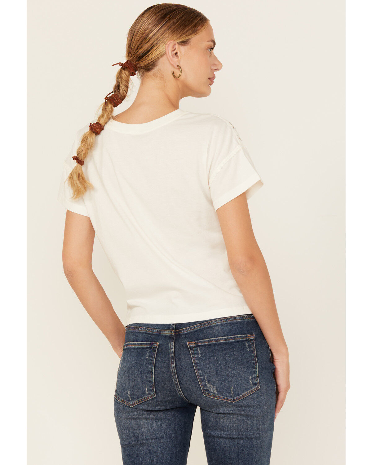 Image #4 - Shyanne Women's Rock & Roll Lace Short Sleeve Graphic Tee, Off White, hi-res