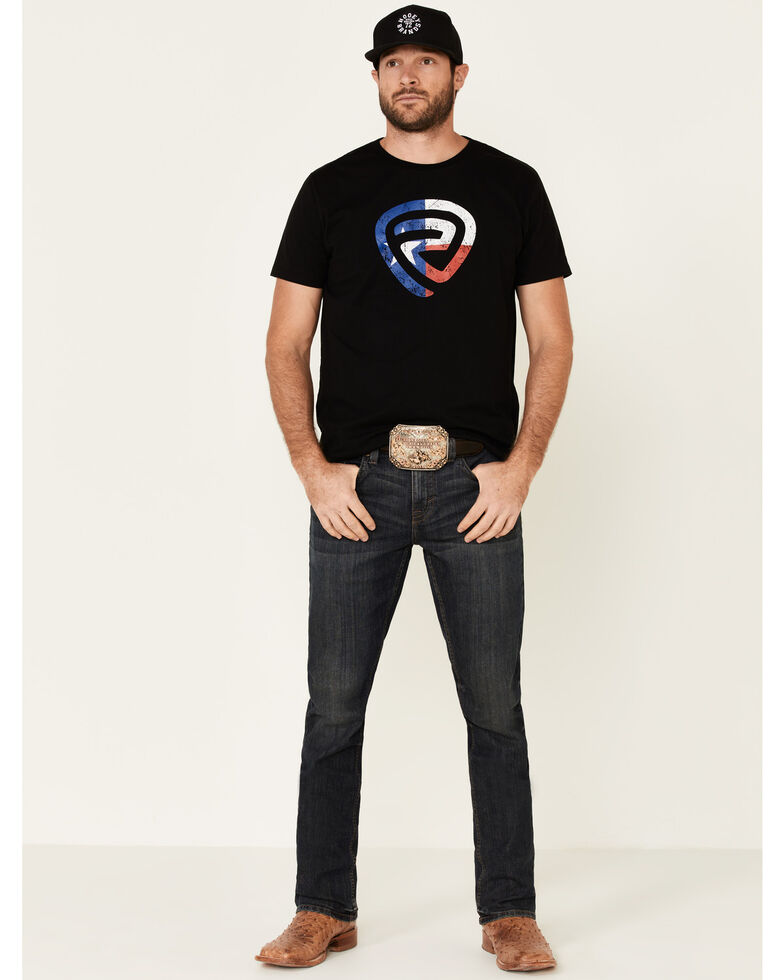 Rock & Roll Denim Men's Black Texas Flag Logo Graphic T-Shirt , Black, hi-res