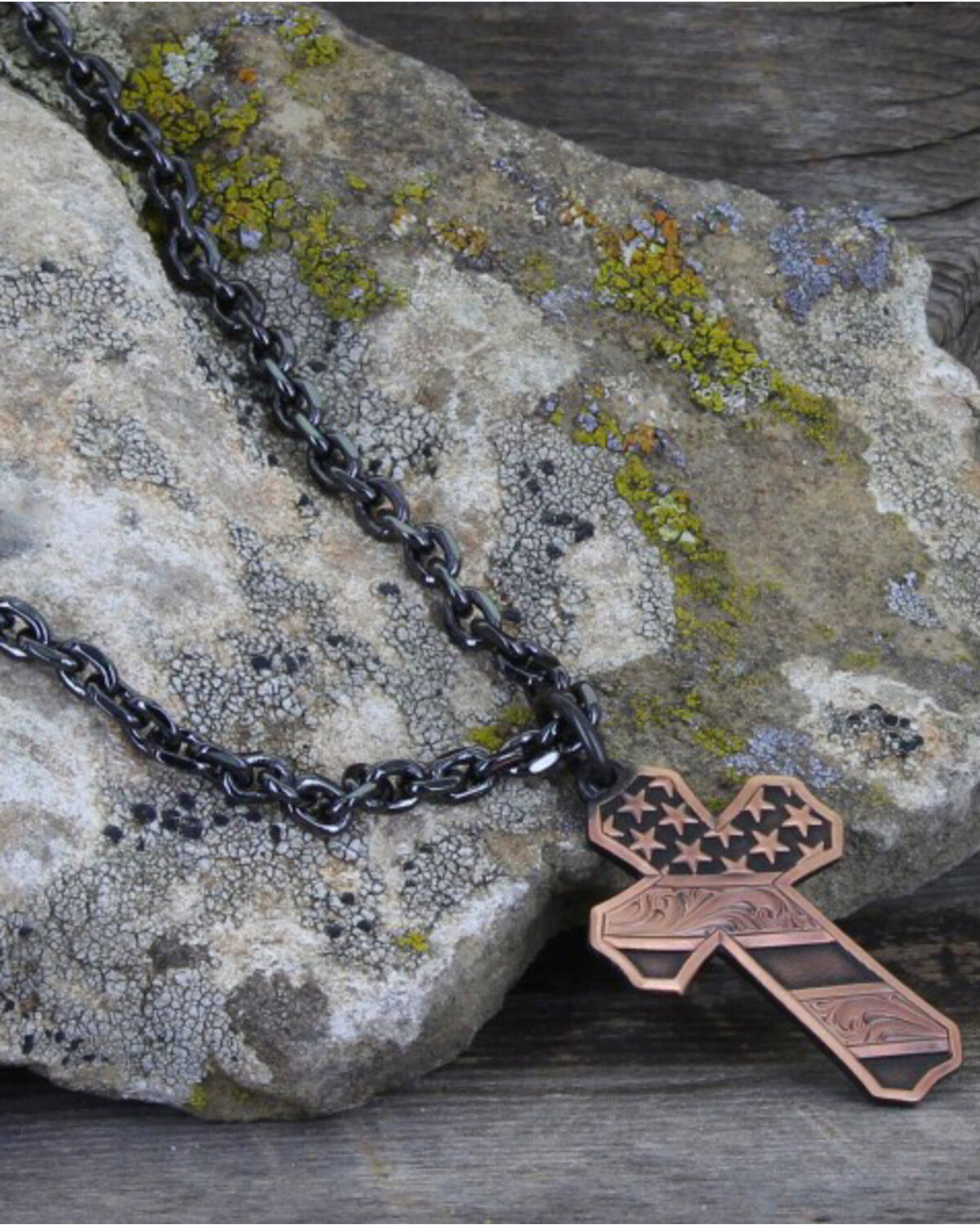 Image #5 - Montana Silversmiths Men's Nickel Faded Glory Cross Necklace, Silver, hi-res