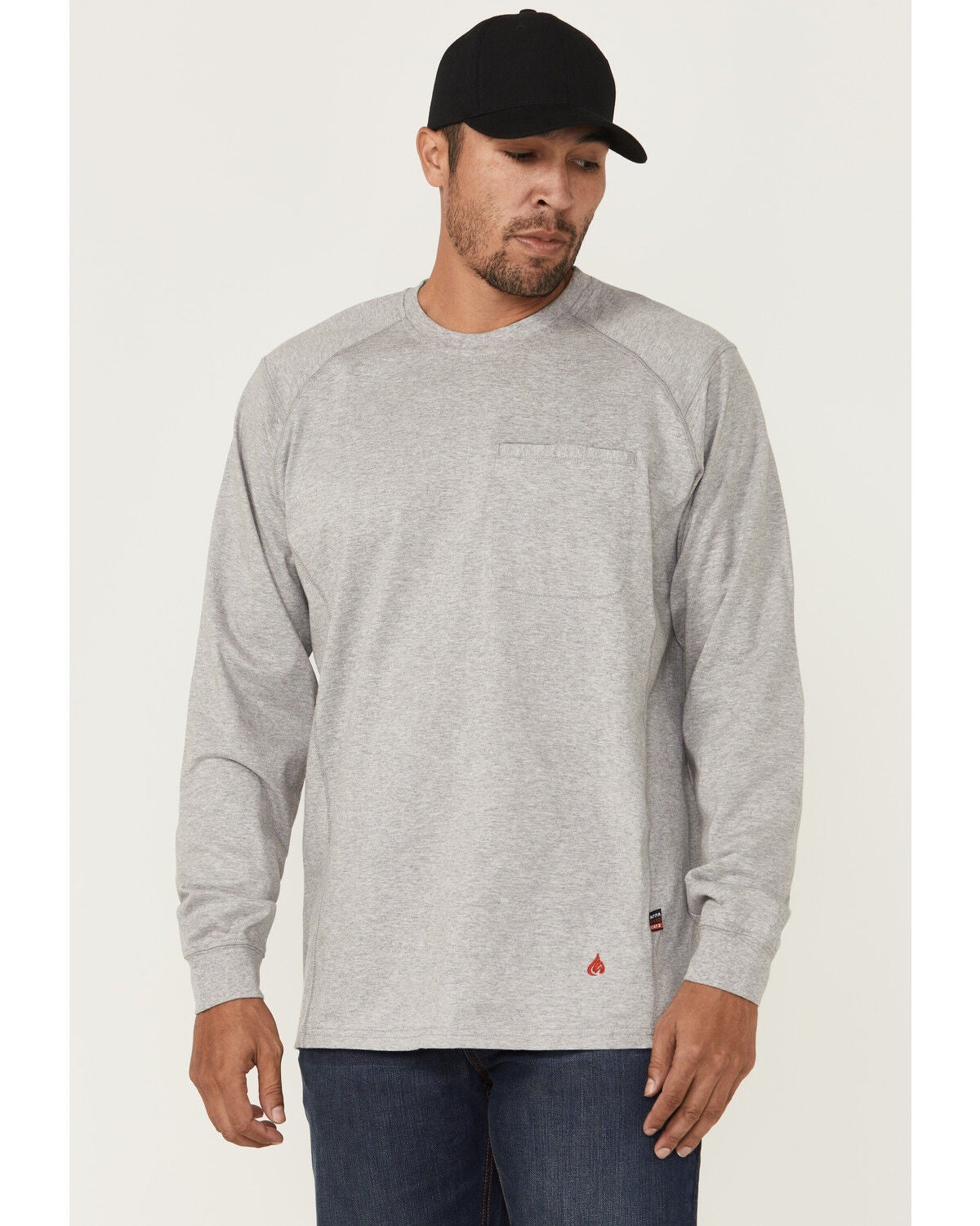 Forge Workwear Men's Lightweight Crew Neck Long Sleeve Tee, Grey, hi-res