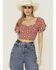 Image #1 - Rock & Roll Denim Women's Southwestern Print Flutter Short Sleeve Top, Red, hi-res