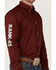 Image #3 - RANK 45® Men's Performance Twill Logo Long Sleeve Button-Down Western Shirt , Burgundy, hi-res