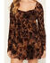 Image #3 - Cleo + Wolf Women's Floral Print Ruffle Long Sleeve Mini Dress, Brown, hi-res