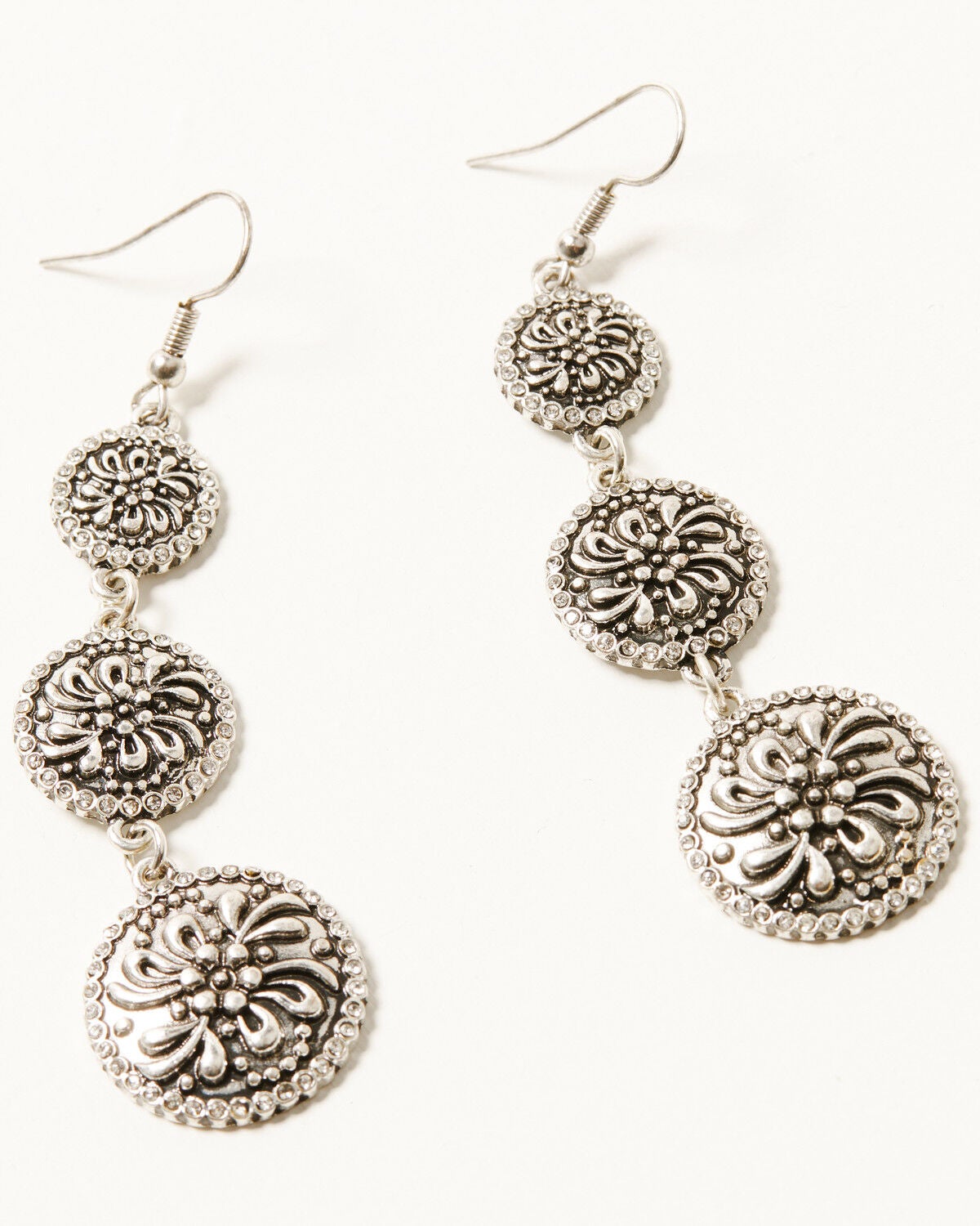 Shyanne Women's Mystic Valley Concho Earrings, Silver, hi-res