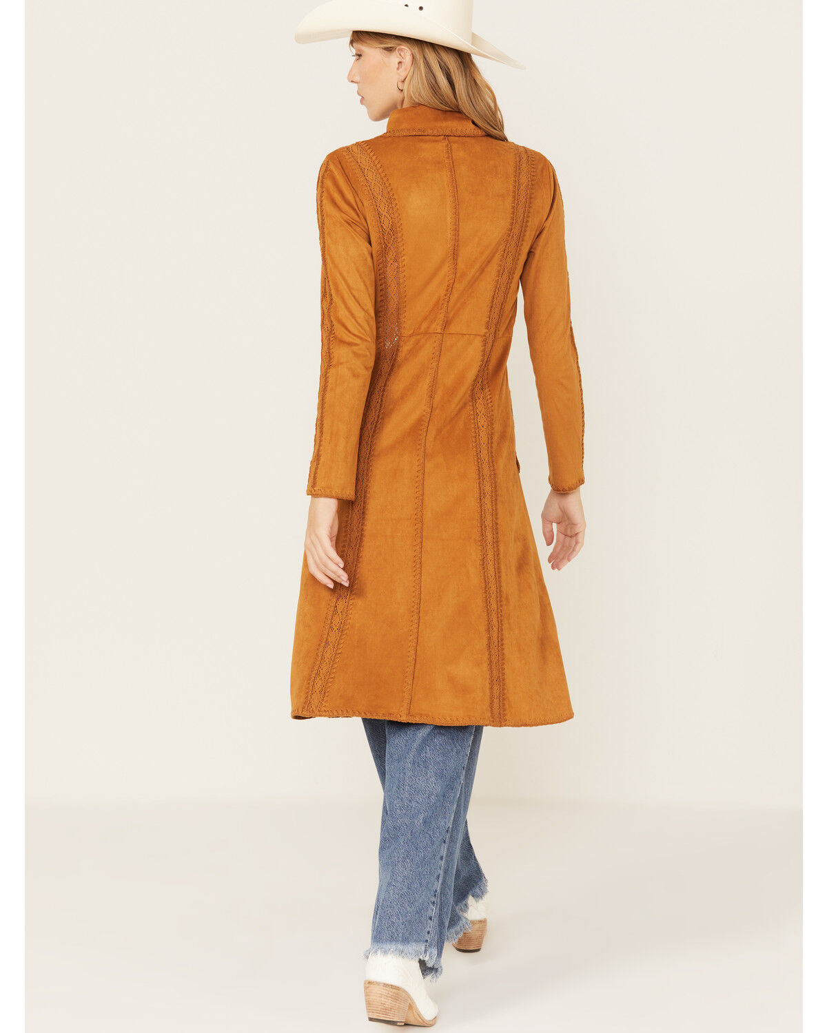 Image #5 - Shyanne Women's Faux Suede Crochet Duster Jacket, Caramel, hi-res