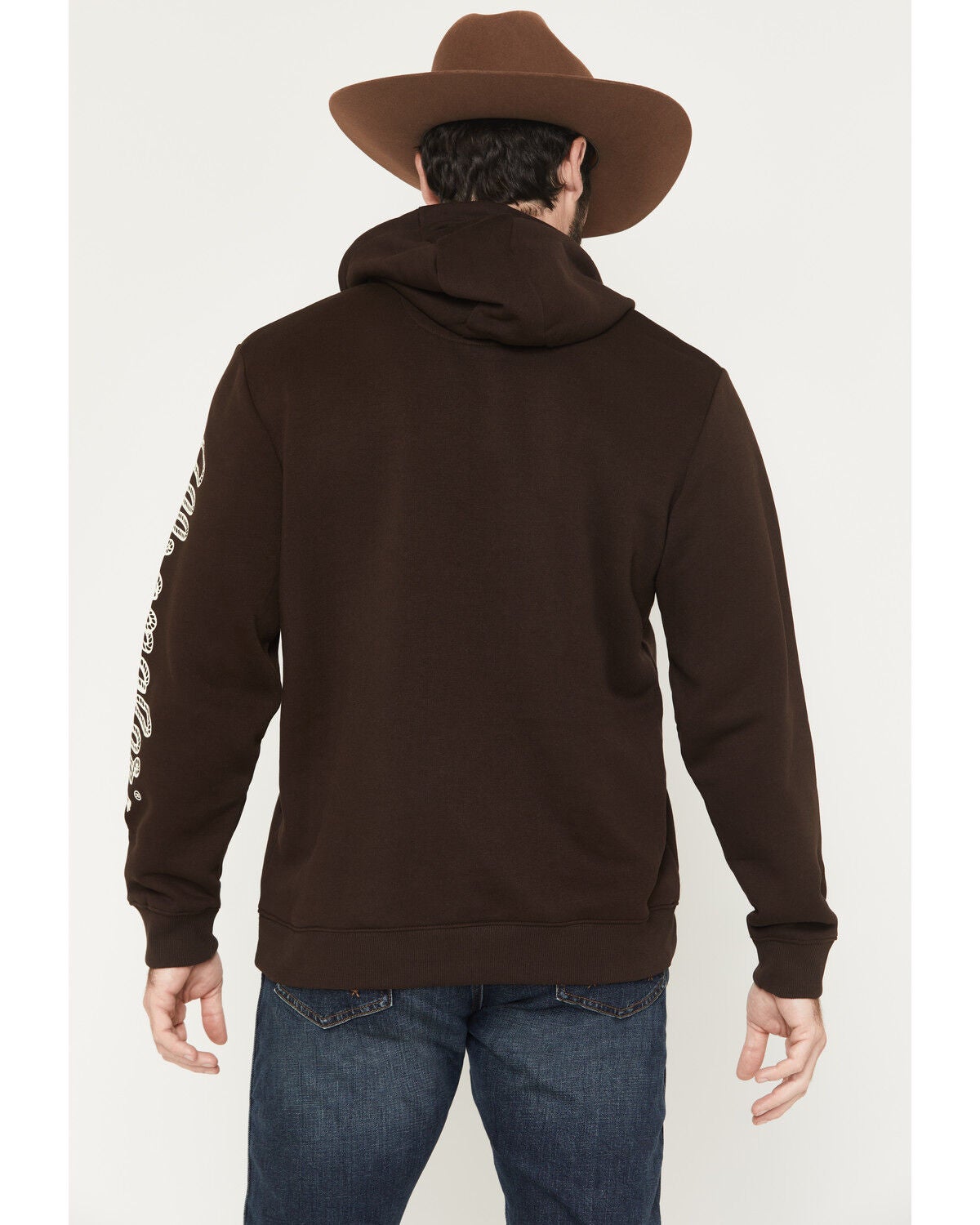 Image #3 - Wrangler Men's Rope Sleeve Logo Hooded Sweatshirt, Dark Brown, hi-res