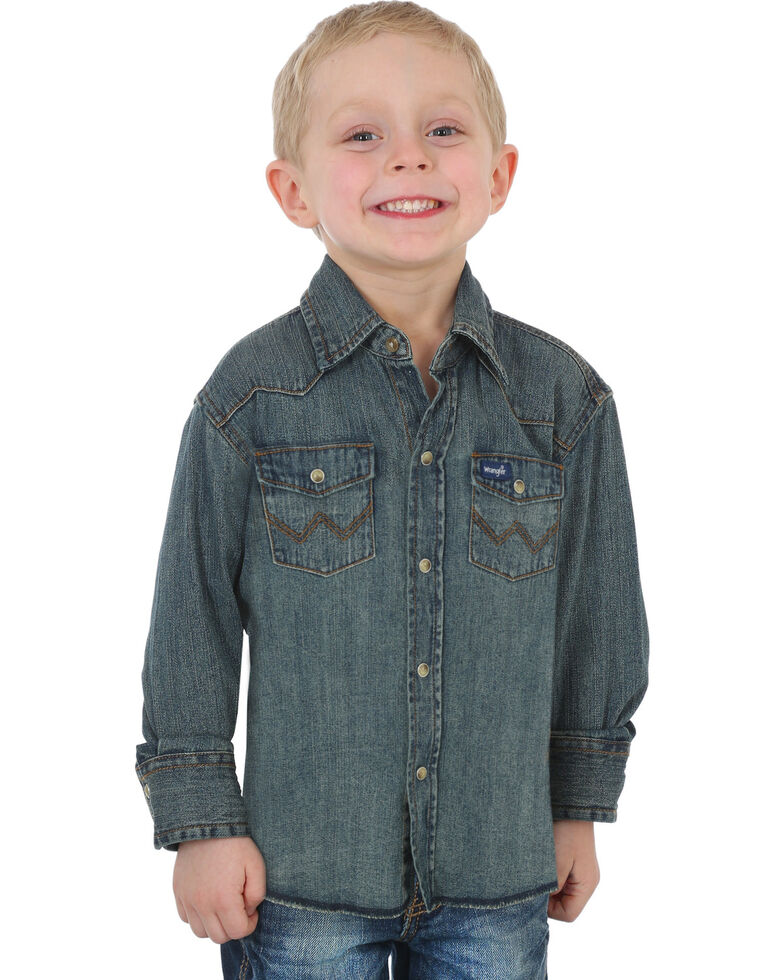 Wrangler Boys' Indigo Western Denim Shirt Country Outfitter