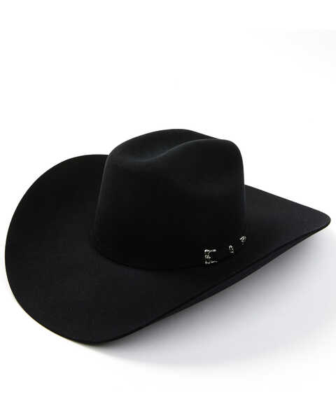 Serratelli Men's 20X Abilene Black Self Buckle Band Fur-Felt Western Hat , Black, hi-res
