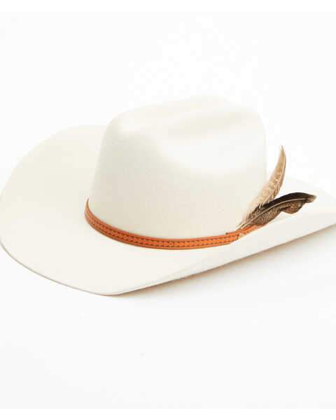 Shyanne Women's Wool Debossed Band Feather Cowboy Hat, Ivory, hi-res
