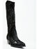 Image #1 - Italian Cowboy Women's Perforated Tall Western Boots - Snip Toe, Black, hi-res
