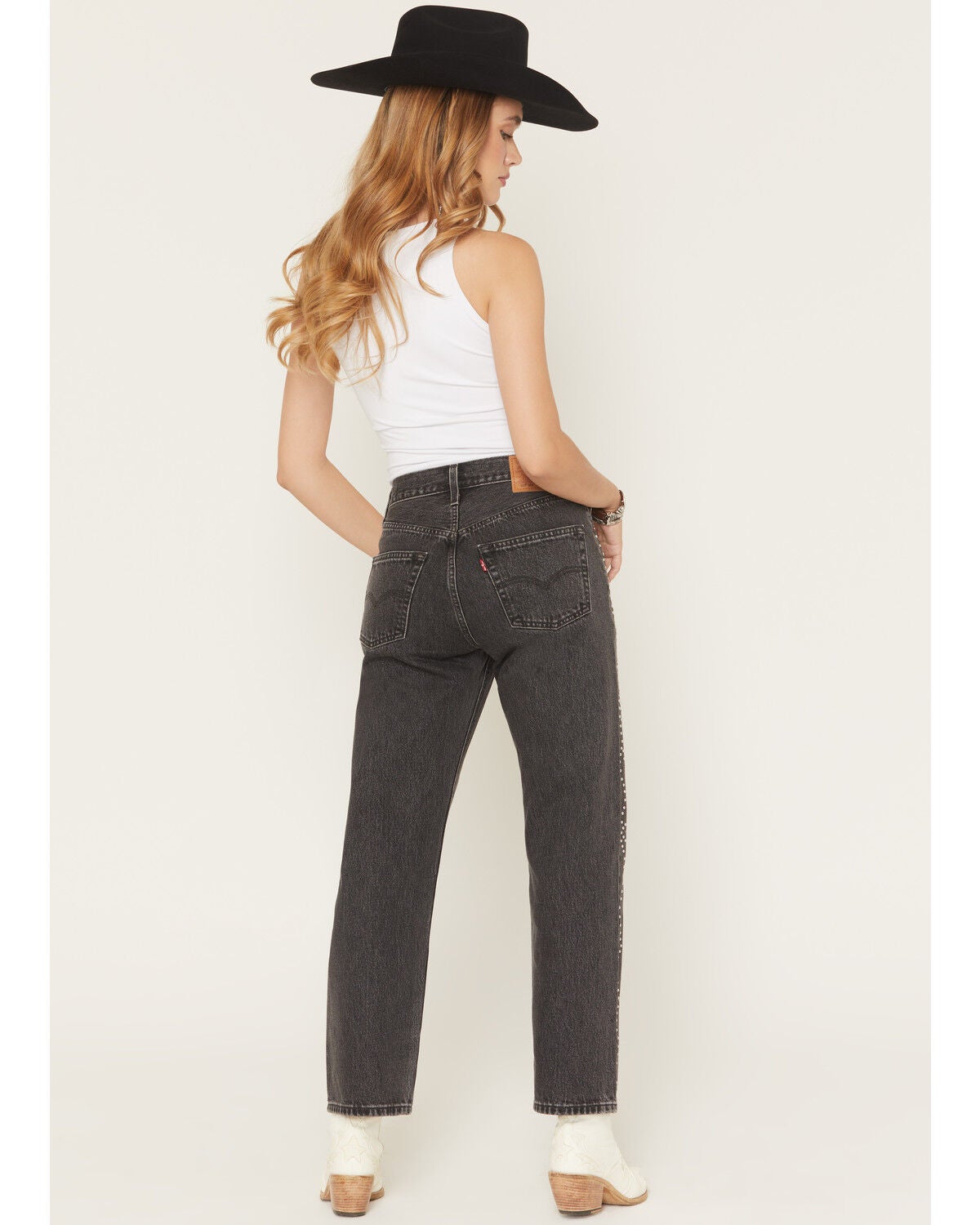 Image #3 - Levi's Women's Bejeweled Mid Rise Straight Denim Jeans, Black, hi-res