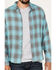 Brixton Men's Bowery Soft Weave Long Sleeve Button Down Flannel Shirt, Teal, hi-res