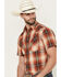 Image #2 - Pendleton Men's Frontier Plaid Print Short Sleeve Snap Stretch Western Shirt, Brick Red, hi-res