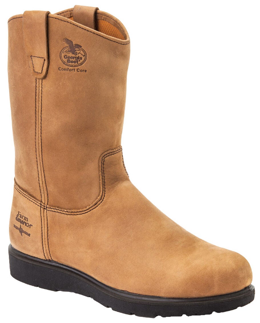 Georgia Boot Men's Farm and Ranch Wellington Boots - Soft Toe, Tan, hi-res