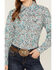 Image #3 - Cowgirl Hardware Floral Print Long Sleeve Snap Western Shirt , Turquoise, hi-res
