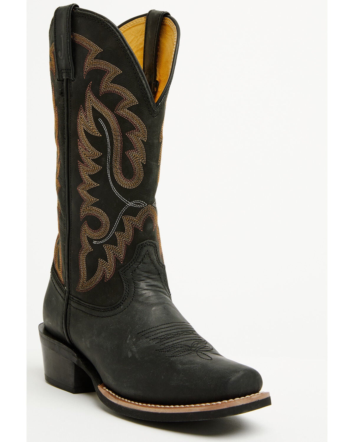 Justin Men's Frontier Cowboy Town Performance Western Boots - Square Toe, Black, hi-res