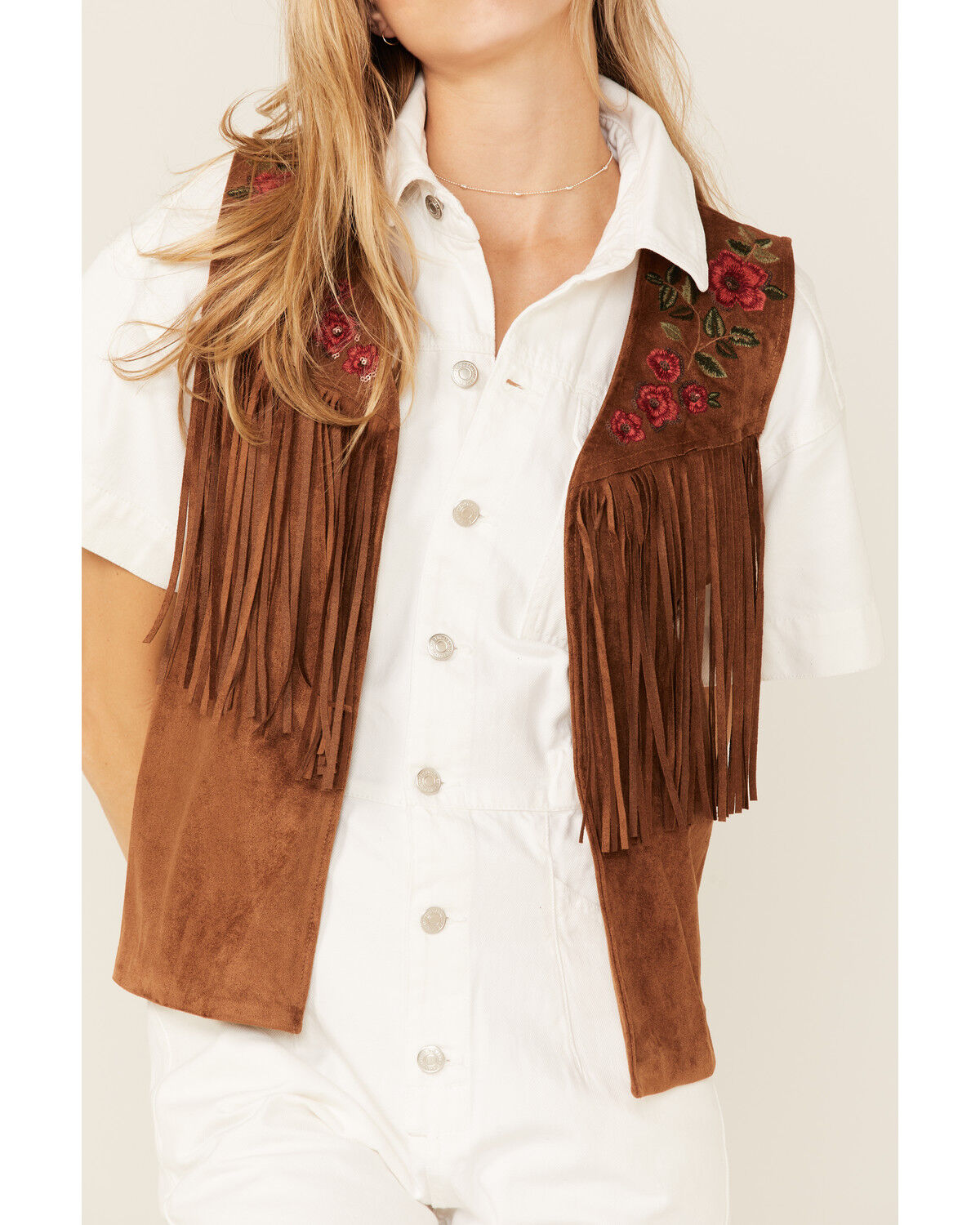 Image #3 - Maggie Sweet Women's Guajira Floral Fringe Vest, Tan, hi-res