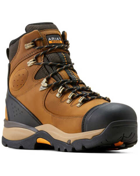 Ariat Men's 6" Endeavor Waterproof Work Boots - Carbon Toe , Brown, hi-res