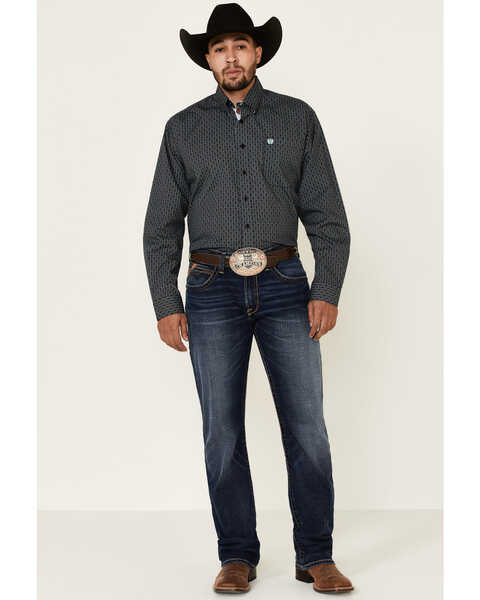 Image #2 - Cinch Men's Geo Print Button Long Sleeve Button Down Western Shirt , Black, hi-res