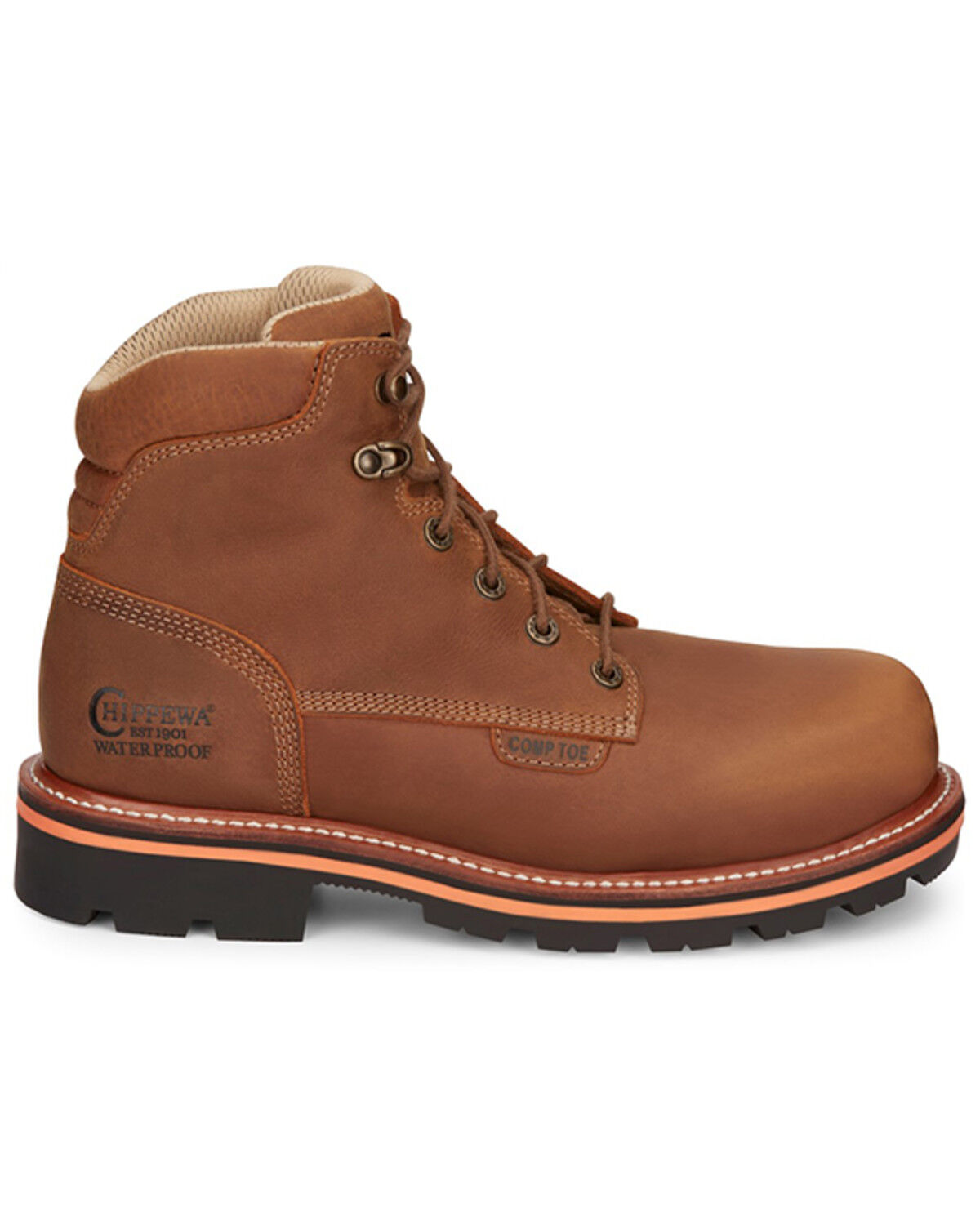 Image #2 - Chippewa Men's Thunderstruck Blonde 6" Lace-Up Waterproof Work Boots - Composite Toe, Lt Brown, hi-res
