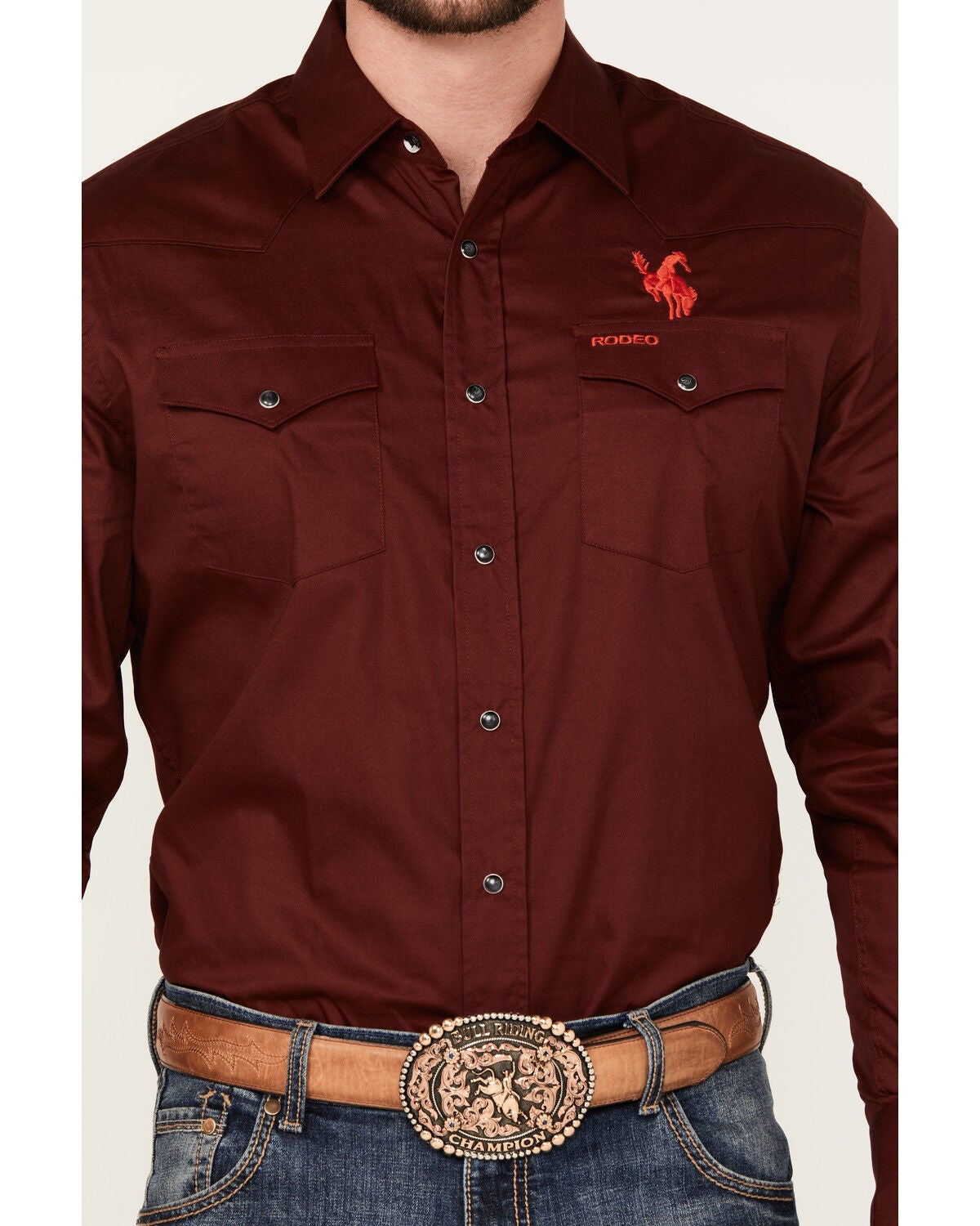 Image #3 - Rodeo Clothing Men's Mexico Bronco Long Sleeve Snap Western Shirt, , hi-res