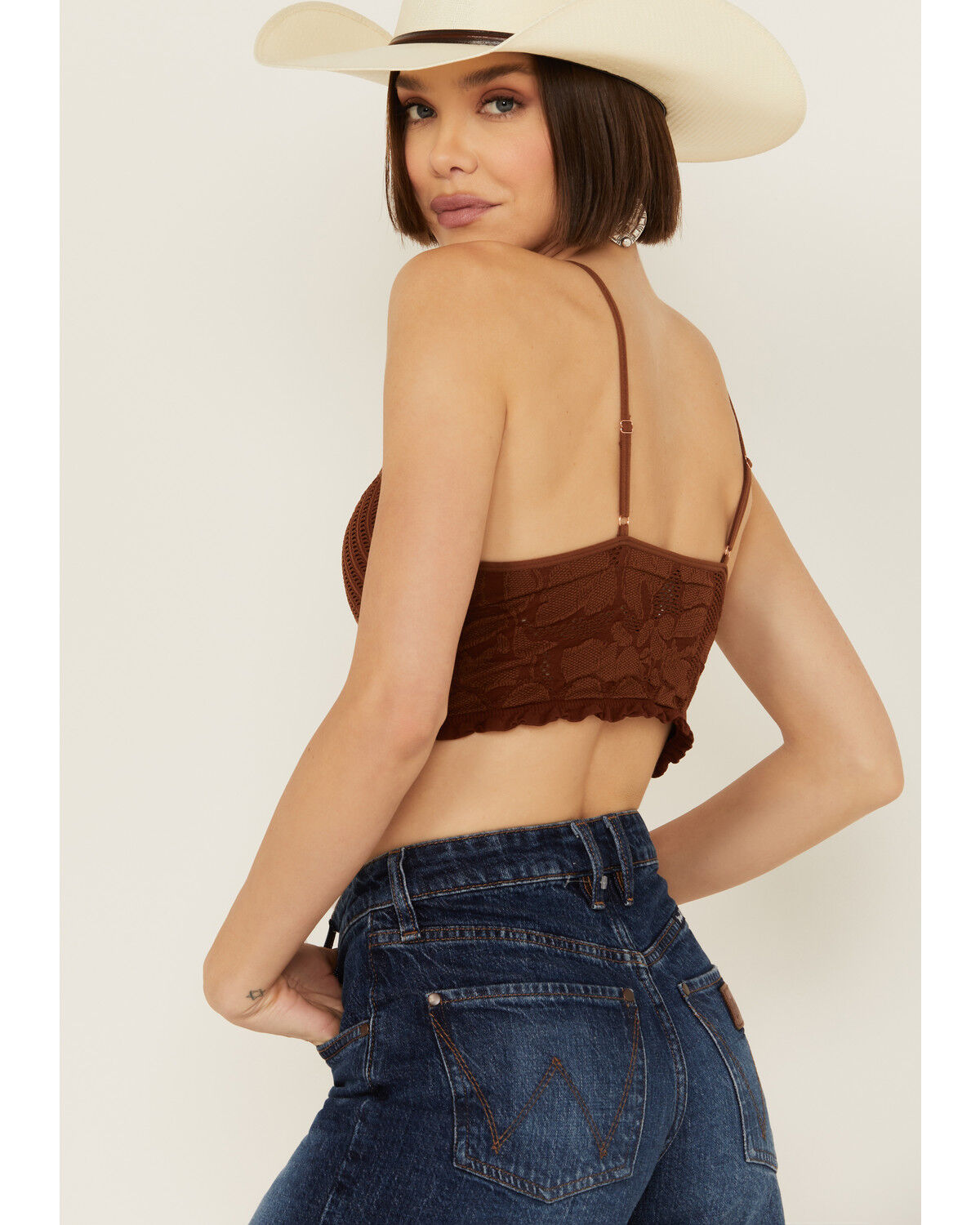 Image #4 - Fornia Women's Seamless Floral Bralette, Brown, hi-res