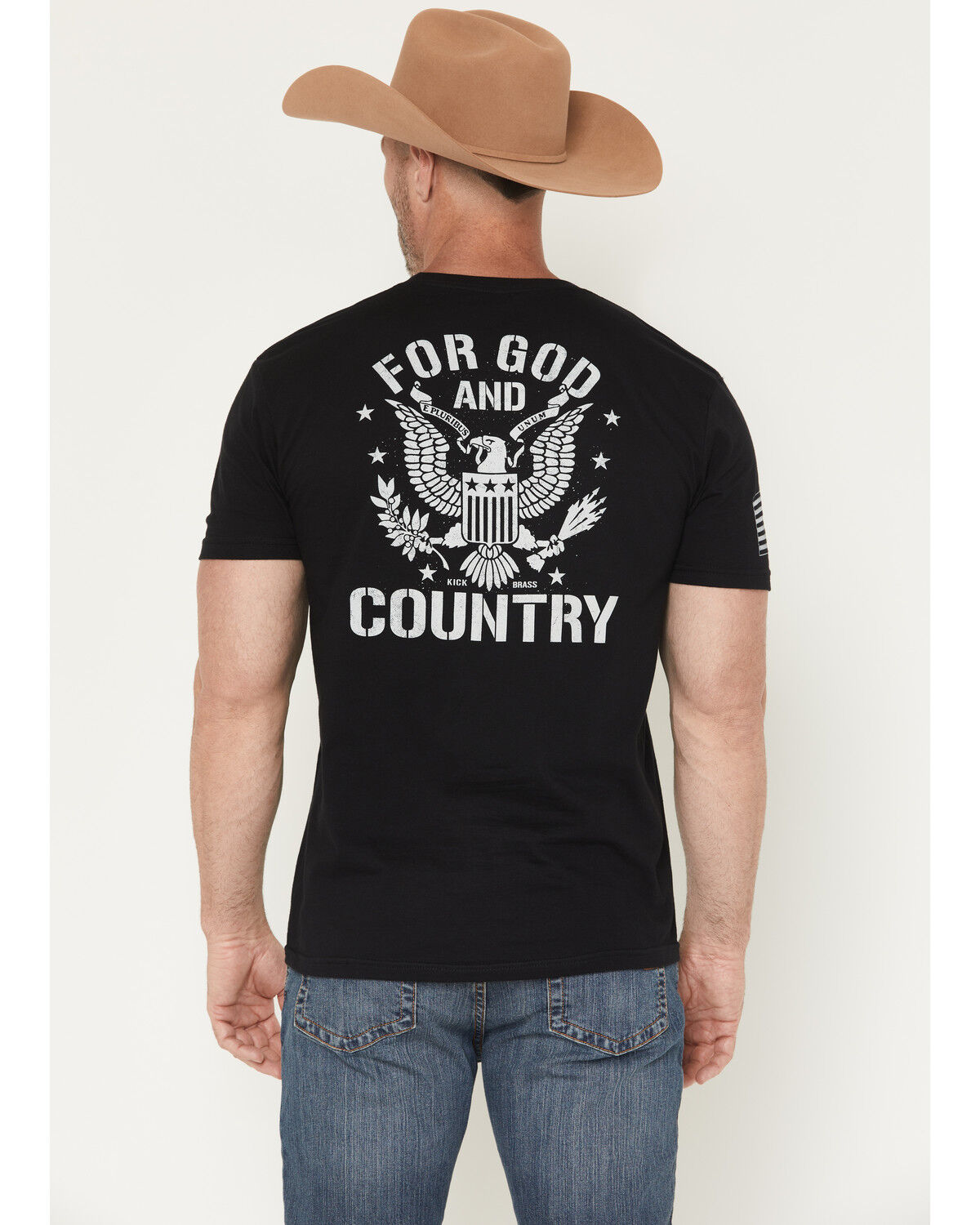 Image #4 - Kick Brass Men's For God and Country Short Sleeve Graphic T-Shirt, Black, hi-res