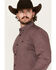 Image #2 - RANK 45® Men's Tinson Geo Print Long Sleeve Button-Down Stretch Western Shirt, Burgundy, hi-res