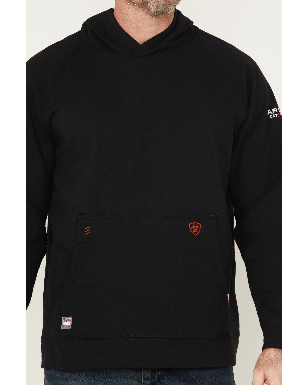 Image #3 - Ariat Men's FR Duster Work Hard Hooded Sweatshirt, Black, hi-res