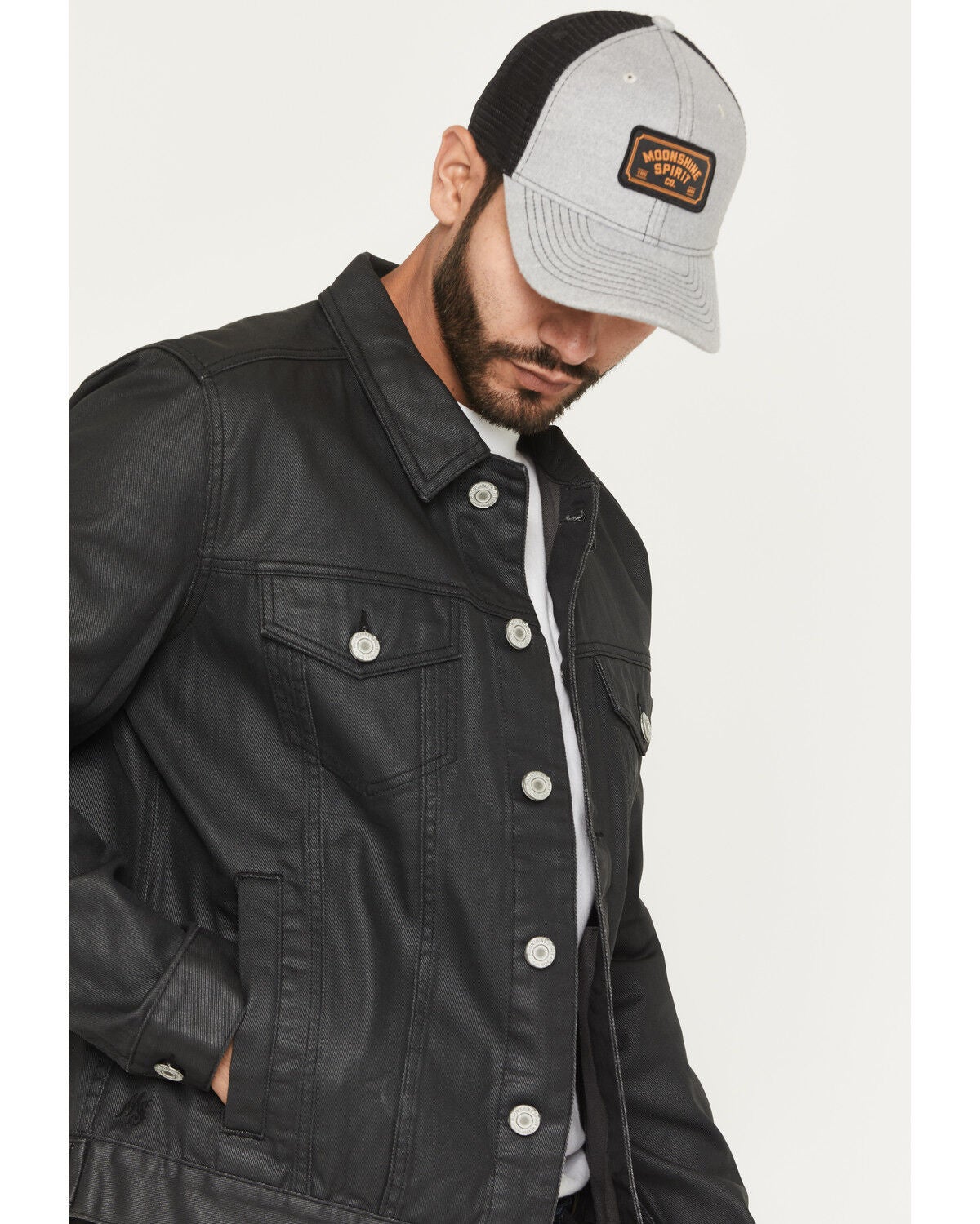 Image #2 - Moonshine Spirit&reg; Men's Coated Denim Jacket, Black, hi-res