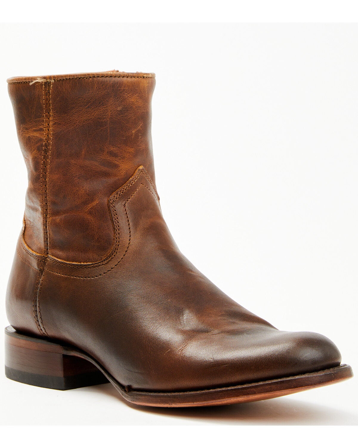 Moonshine Spirit Men's Pancho 8" Zipper Western Boot - Round Toe, Brown, hi-res