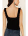 By Together Women's Black Jacquard Sweater-Knit Cropped Tank Top , Black, hi-res