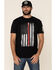 Image #2 - Brothers & Arms Men's Red Line Flag Graphic Short Sleeve T-Shirt , Black, hi-res