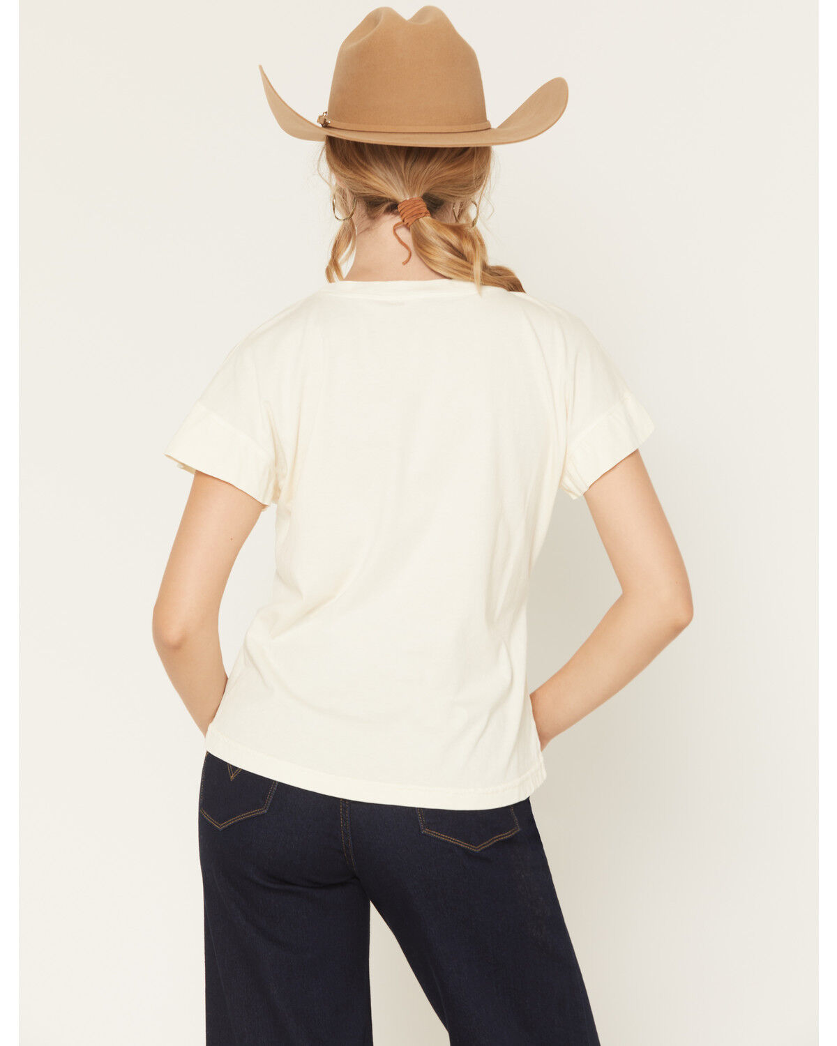 Image #4 - All Us Women's Cowboy Star Short Sleeve Graphic Tee, White, hi-res