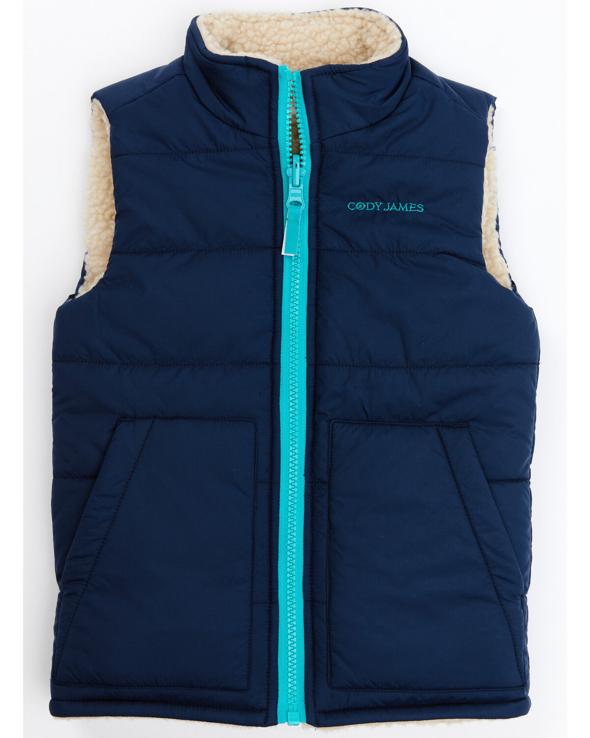 Image #1 - Cody James Toddler Boys' Reversible Puffer Vest, Dark Blue, hi-res