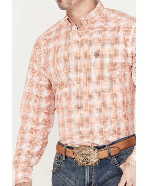 Image #3 - Ariat Men's Manning Plaid Print Button Down Long Sleeve Western Shirt, Orange, hi-res