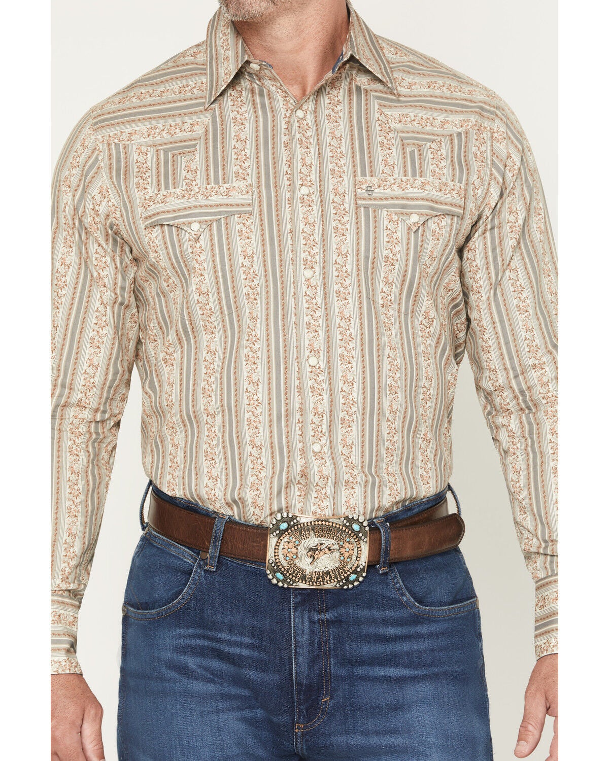 Image #3 - Stetson Men's Wallpaper Floral Print Long Sleeve Snap Western Shirt, Brown, hi-res