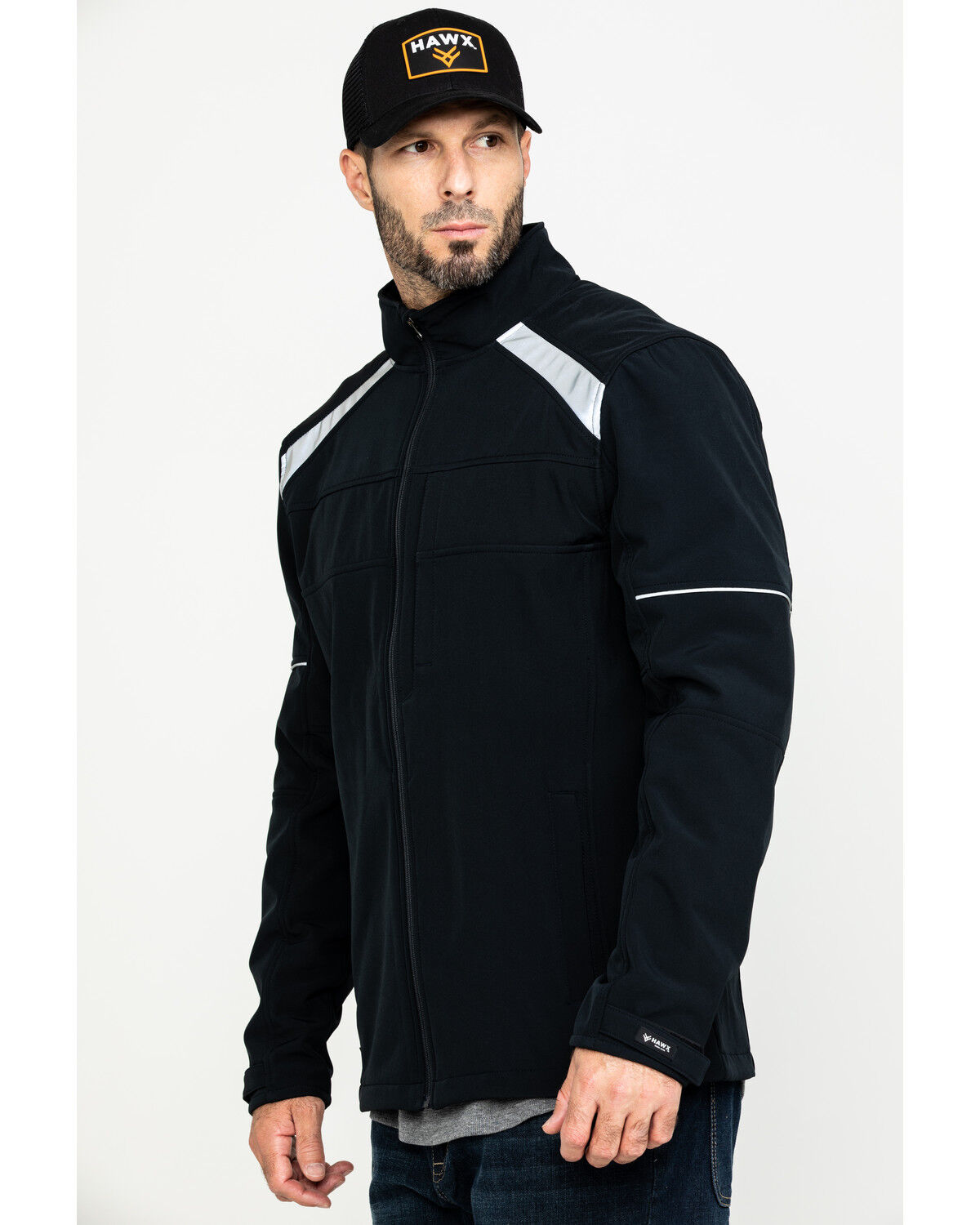 Image #3 - Hawx Men's Reflective Polar Fleece Moto Work Jacket - Tall, Black, hi-res
