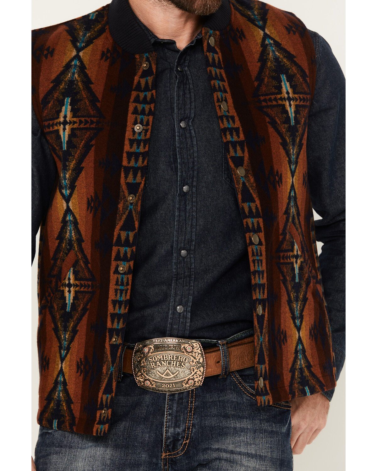 Image #3 - Pendleton Men's Parkdale Multicolor Snap Vest, Brown, hi-res